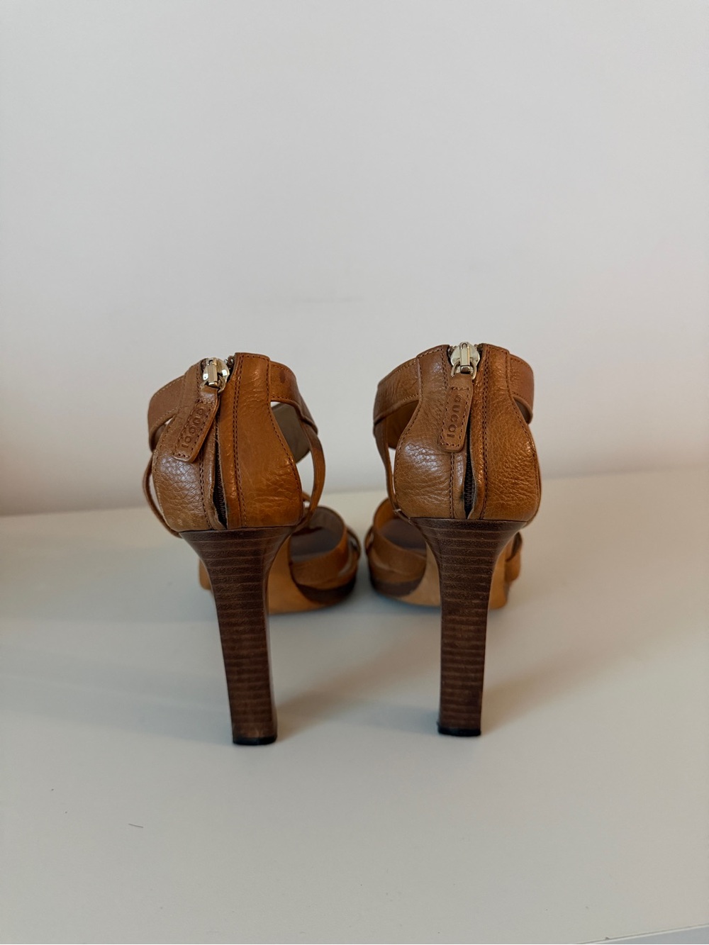 Gucci Brown Pebbled Leather Marrakech Open-Toe Block Heel Sandals Size 36 - Picture 3 of 9